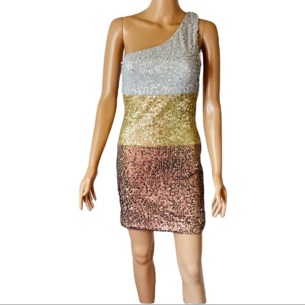 As U Wish Sequined Colorblock Dress MEDIUM